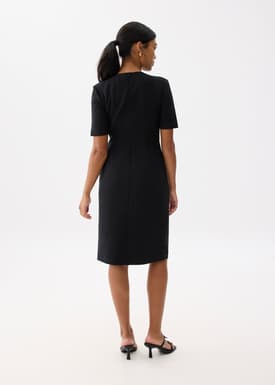 Front Twist Column Midi Dress