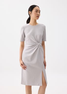 Front Twist Column Midi Dress