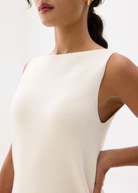 Knit Boat Neck Shift Mini Dress