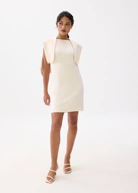 Knit Boat Neck Shift Mini Dress