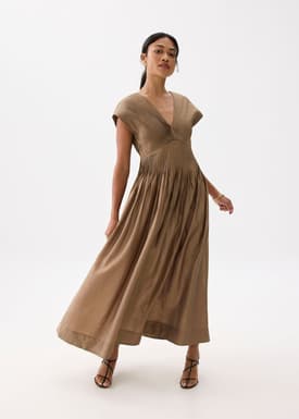 Padded Plunge Fit & Flare Maxi Dress