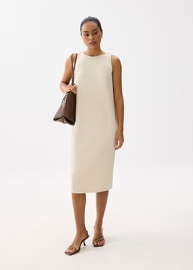 Neoprene Round Neck Shift Midaxi Dress