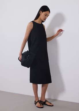 Neoprene Round Neck Shift Midaxi Dress