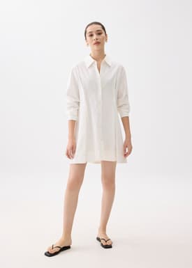 Flare Collared Mini Shirt Dress