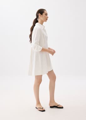 Flare Collared Mini Shirt Dress