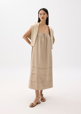 Straight Neck Trapeze Midaxi Dress