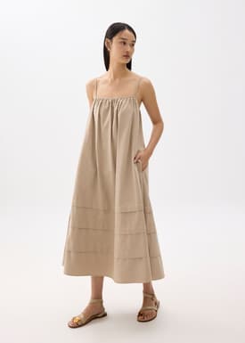 Straight Neck Trapeze Midaxi Dress