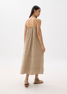 Straight Neck Trapeze Midaxi Dress