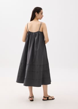 Straight Neck Trapeze Midaxi Dress
