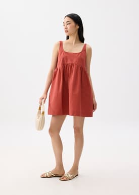 Square Neck Babydoll Mini Dress