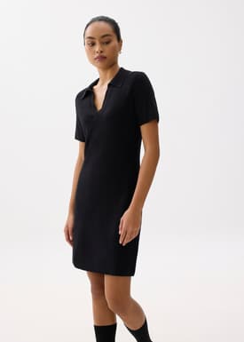 Collared Knit Shift Mini Dress