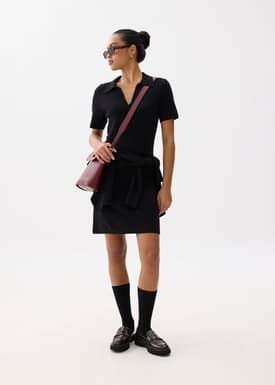 Collared Knit Shift Mini Dress