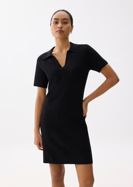 Collared Knit Shift Mini Dress