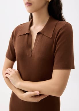 Collared Knit Shift Mini Dress