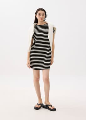 Striped Jersey Shift Mini Dress