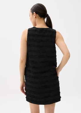 V-neck Fray Shift Mini Dress