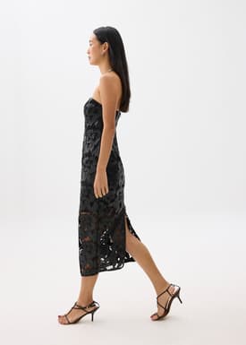 BraFree by LB Vegan Leather Lace Tube Midaxi Dress