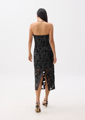BraFree by LB Vegan Leather Lace Tube Midaxi Dress