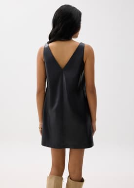 Reversible Vegan Leather Shift Mini Dress