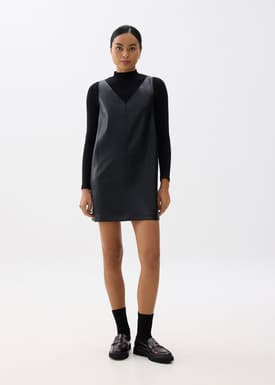 Reversible Vegan Leather Shift Mini Dress