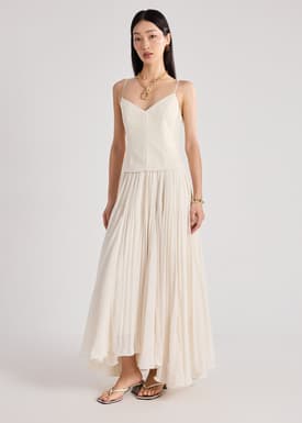Pleated Fit & Flare Dress