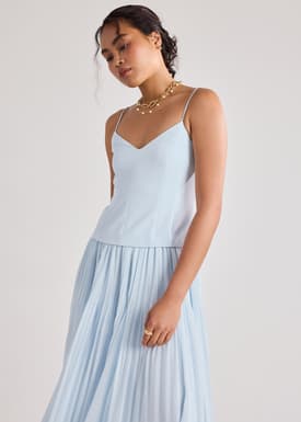 Pleated Fit & Flare Dress