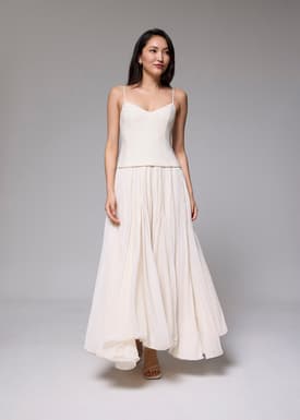 Pleated V-neck Fit & Flare Maxi Dress