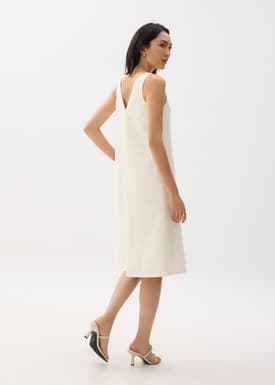 Ribbed V-neck A-line Midi Dress