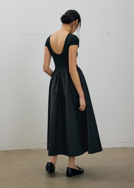 Round Neck Fit & Flare Midaxi Dress