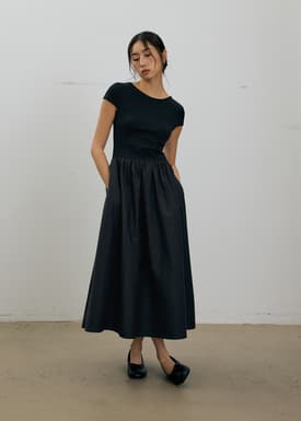 Round Neck Fit & Flare Midaxi Dress