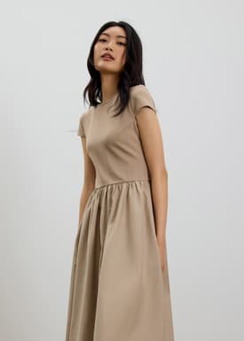 Round Neck Fit & Flare Midaxi Dress