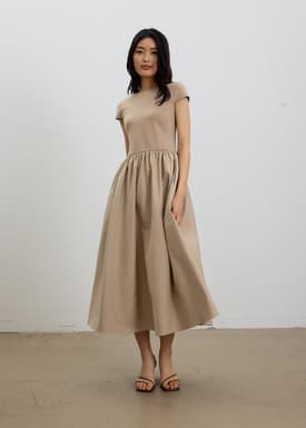 Round Neck Fit & Flare Midaxi Dress