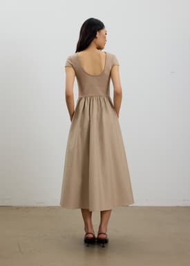 Round Neck Fit & Flare Midaxi Dress