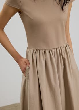 Round Neck Fit & Flare Midaxi Dress