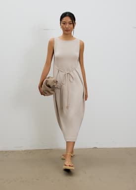 Neoprene Boat Neck Shift Midaxi Dress