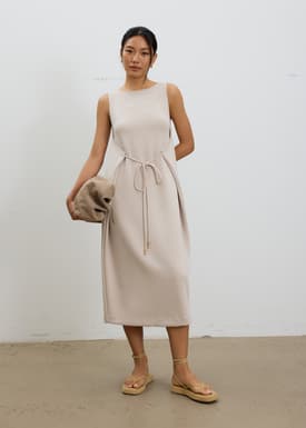 Neoprene Boat Neck Shift Midaxi Dress