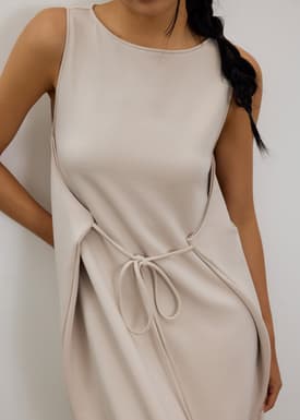 Neoprene Boat Neck Shift Midaxi Dress