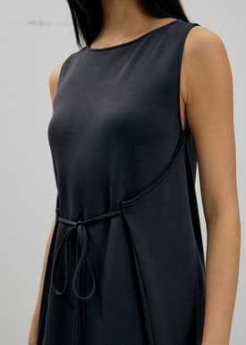 Neoprene Boat Neck Shift Midaxi Dress
