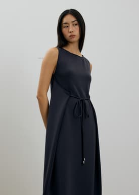 Neoprene Boat Neck Shift Midaxi Dress