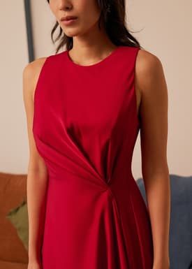 Satin Pleated Bias Cut Maxi Dress