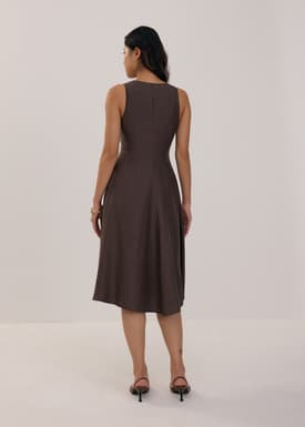 Tencel V-neck Fit & Flare Midi Dress