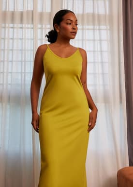 Fitted V-neck Jersey Midaxi Dress