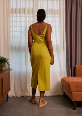 Fitted V-neck Jersey Midaxi Dress