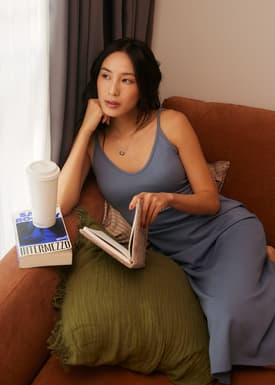 Fitted V-neck Jersey Midaxi Dress