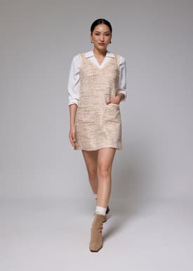 Tweed V-neck Shift Mini Dress