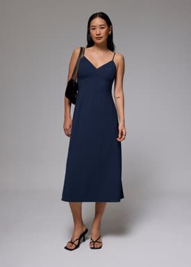 Padded V-neck Fit & Flare Midaxi Dress