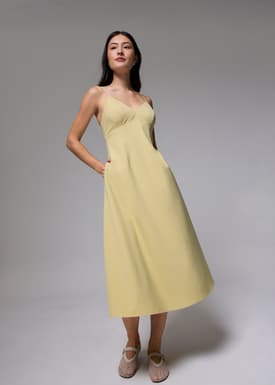 Padded V-neck Fit & Flare Midaxi Dress