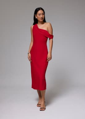 Asymmetric Bias Cut Midaxi Dress