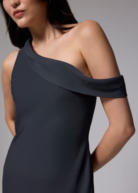 Asymmetric Bias Cut Midaxi Dress