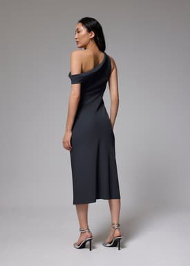 Asymmetric Bias Cut Midaxi Dress